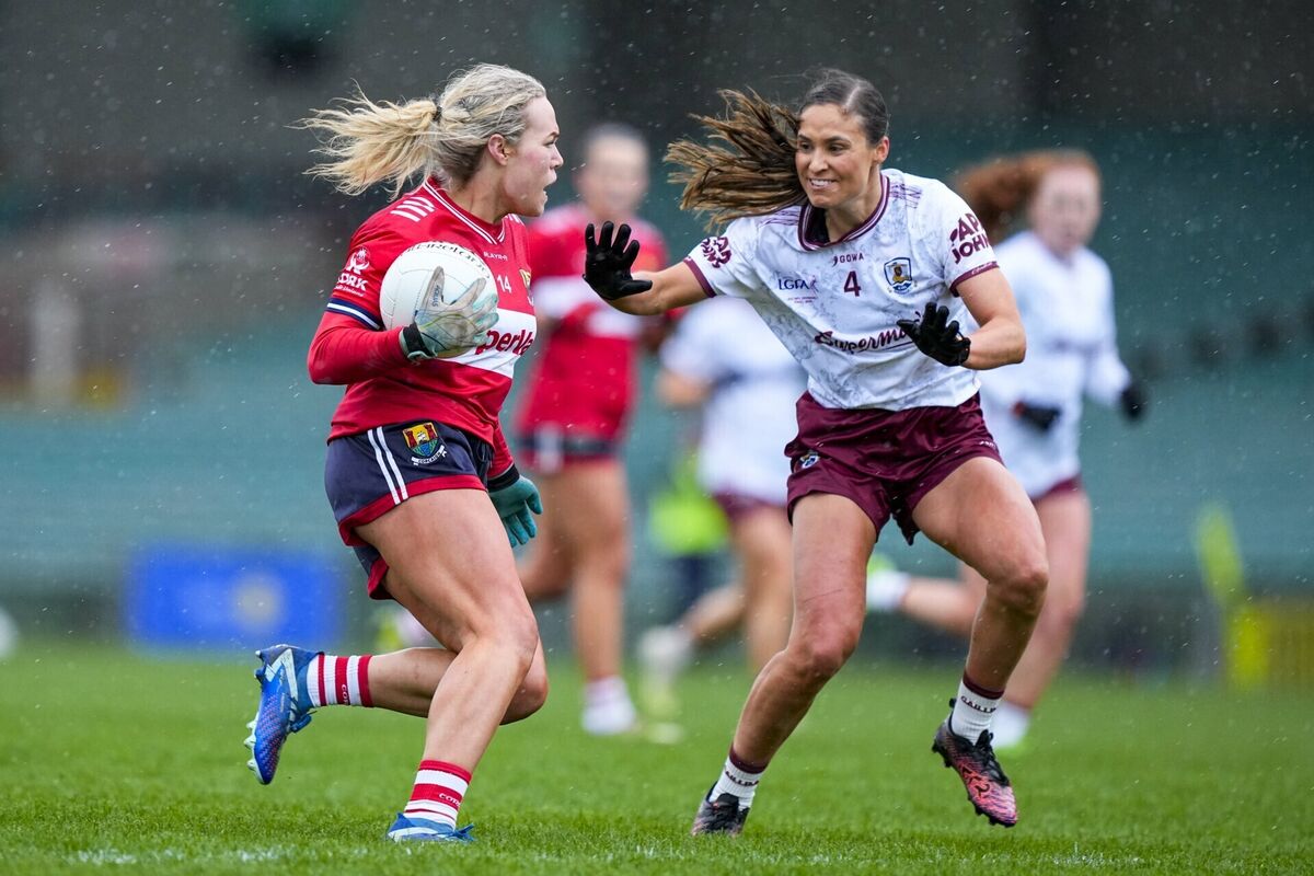 Katie Quirke against Kate Geraghty of Galway during the Lidl Ladies National Football League Division 1 final at TUS Gaelic Grounds, Limerick. Quirke has been in top form for Cork this season. Picture: INPHO/James Lawlor