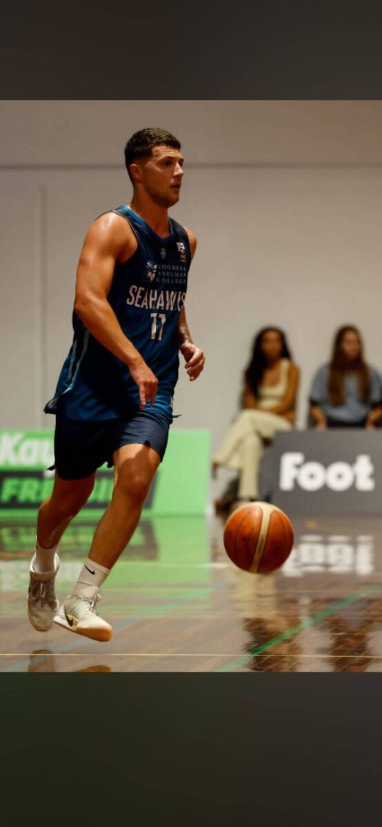 Conor O’Sullivan in action with the North Gold Coast Seahawks at a recent game at the Nest Runaway Bay Indoor Stadium in Queensland Australia.