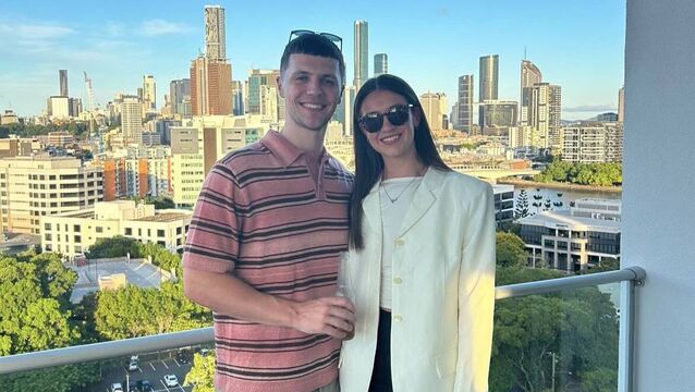 <p>Conor O’Sullivan with his girlfriend Ciara enjoying their new surroundings and life in Brisbane Australia.</p>