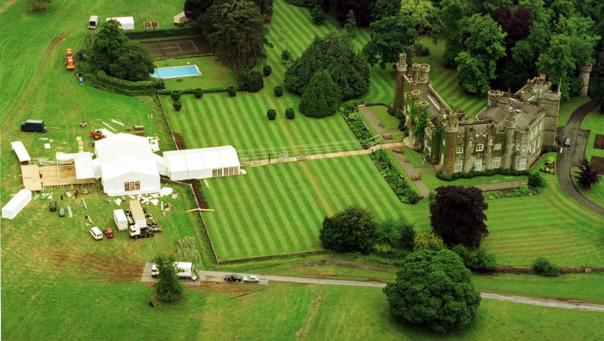 An aerial view of the marquee erected at Luttrellstown Castle for the wedding of Beckham and Spice where Bishop Colton presided over the marriage.