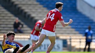 <p>Chris Óg Jones of Cork celebrates after scoring a goal against Tipperary. Picture: Sam Barnes/Sportsfile</p>