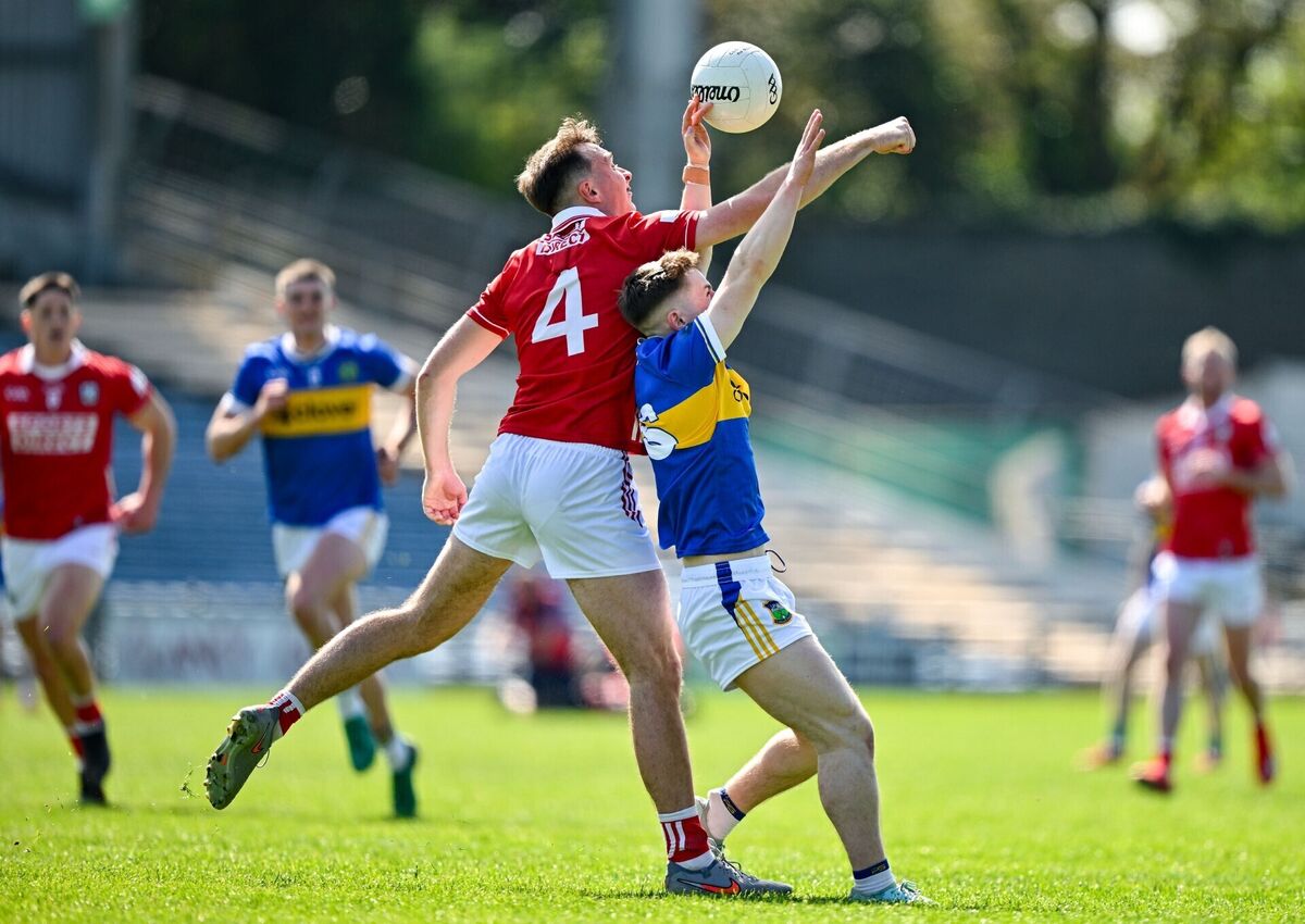 Daithí Hogan of Tipperary in action against Seán Meehan of Cork. Picture: Sam Barnes/Sportsfile