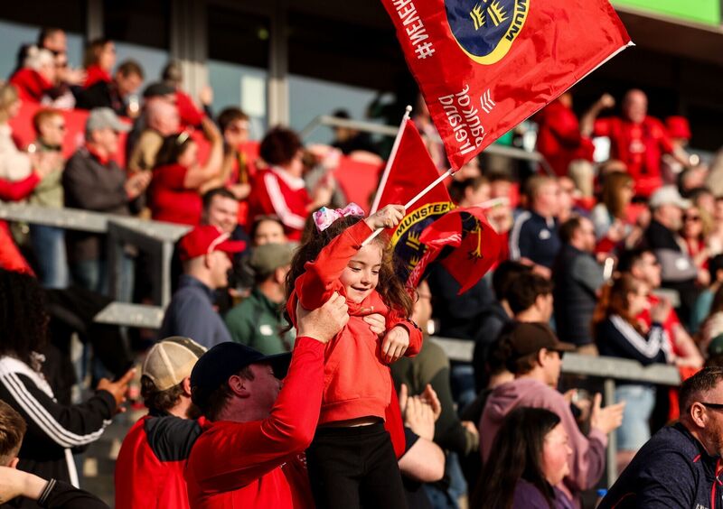 Munster fans celebrate a try on Saturday night. Picture: INPHO/Nick Elliott