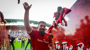 <p>Munster's John Hodnett is congratulated by fans as he leaves the pitch after a super display in Thomond Park. Picture: INPHO/Nick Elliott</p>