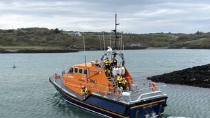 <p>Members of the Baltimore RNLI rescued three people and a dog aboard a yacht in difficulty off the coast of West Cork on Friday.</p>