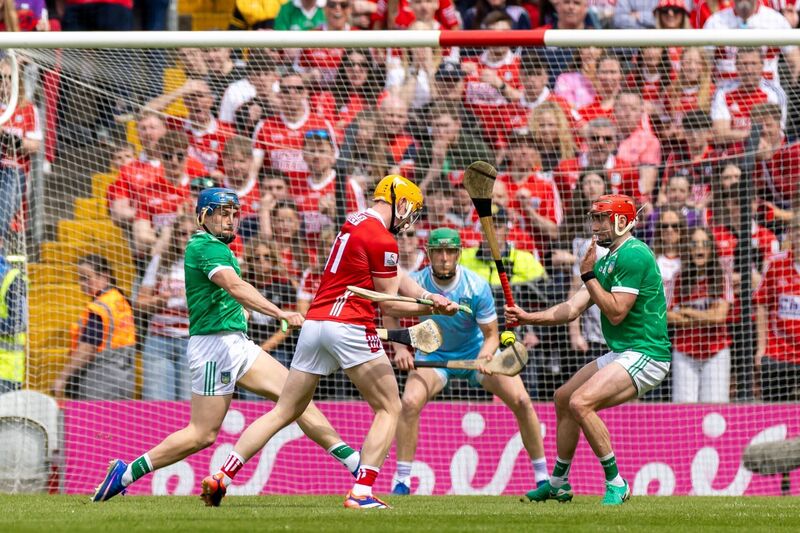 Shane Barrett scores Cork's first-half goal. Picture: Inpho/Morgan Treacy