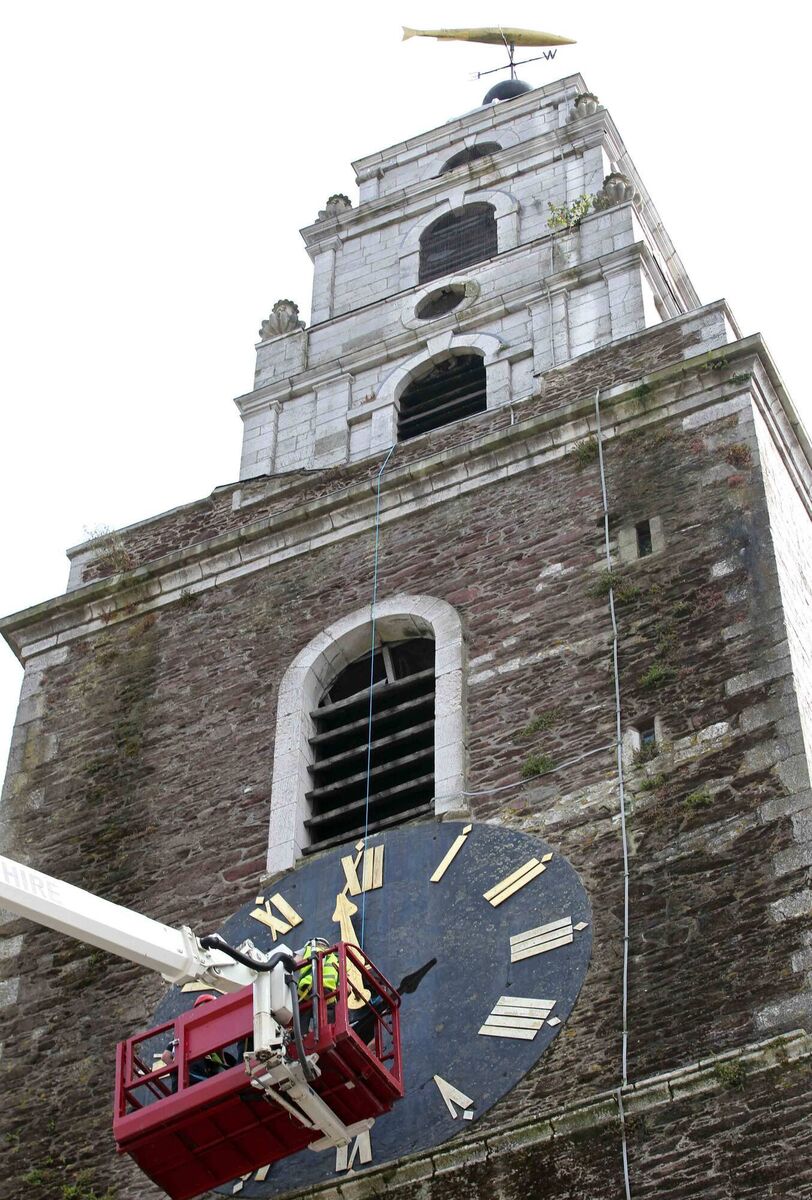 Work being carried out on the Shandon Clock. Picture: Jim Coughlan.