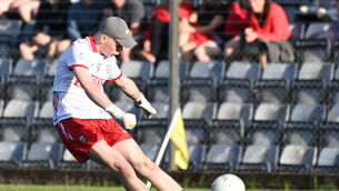 <p>Cork goalkeeper Rory Twohig on free kicking duty against Kerry last year. Picture: Eddie O'Hare</p>