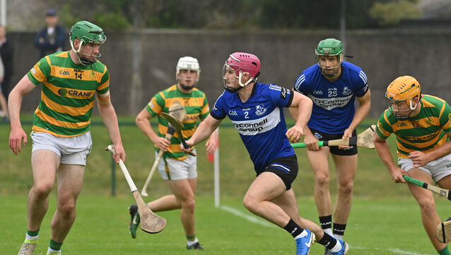 <p> Blackrock's Fionn Coleman looking to block the path of Sarsfields' Donal English when the sides met in Division 1 of the RedFM Hurling League last year. Picture: Dan Linehan</p>