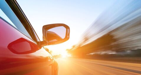 car on the road with motion blur background.