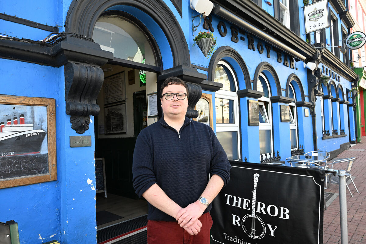 Eoin McCarthy outside his pub, the Rob Roy Bar, in Pearse Square, Cobh. He says: “When the cruise ships arrive, there is always a buzz.” Picture: Larry Cummins Eoin McCarthy outside his pub, the Rob Roy Bar, in Pearse Square, Cobh. He says: “When the cruise ships arrive, there is always a buzz.” Picture: Larry Cummins