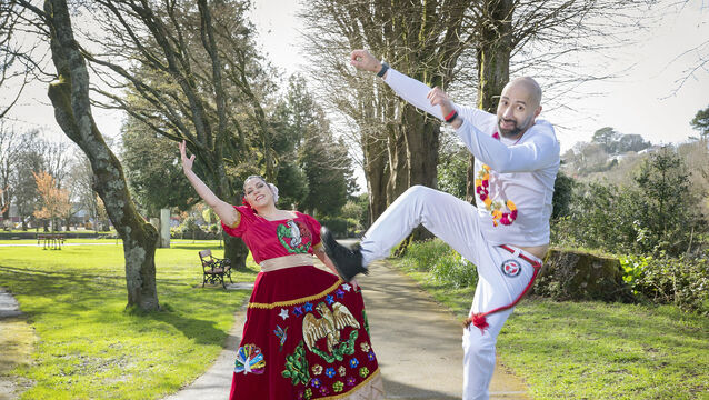 <p>Tania Zor, from Anahvac Mexican Dance Ireland, and Paulo Farinha, from Capoeira Cork, at the launch of the first ever Cork Mela Festival, Picture: Gerard McCarthy Photography </p>