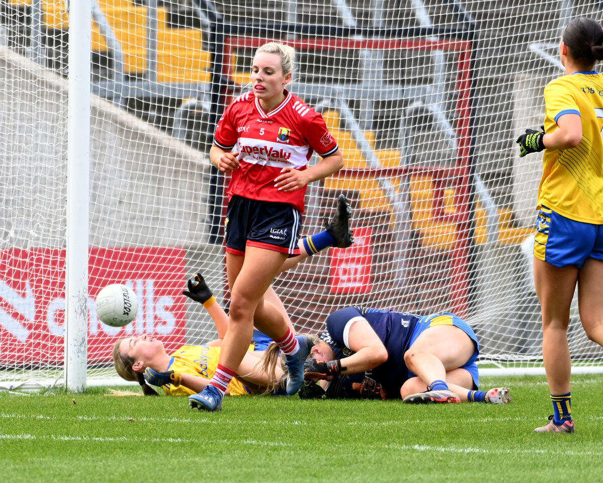 Cork captain Emma Cleary celebrates her goal against Roscommon last year. Picture: Eddie O'Hare