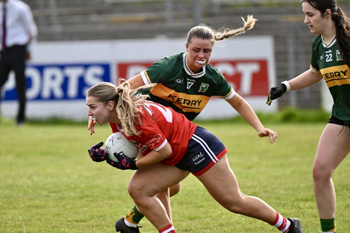  Elizabeth McGrath in action against Ada Relihan, Kerr,y in the Munster LGFA Senior B Championship. Picture: Larry Cummins