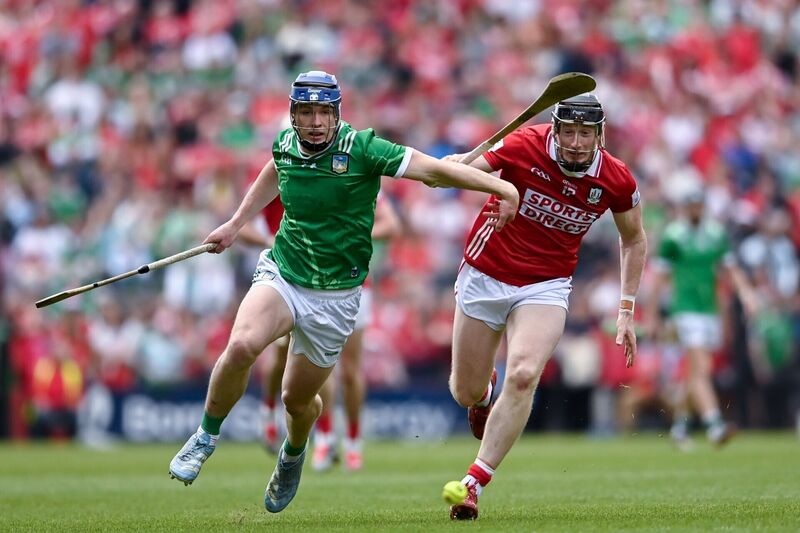 Shane O'Brien of Limerick in action against Damien Cahalane of Cork. Picture: Tom Beary/Sportsfile