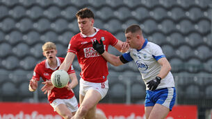 <p> Rickey Barrett in action for Cork against Waterford. Picture: Jim Coughlan</p>