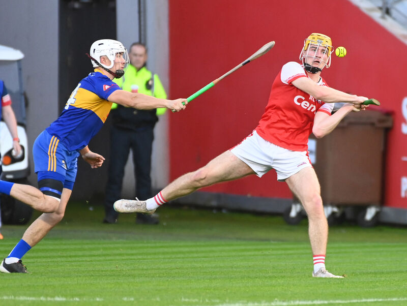Watergrasshill's Seán Desmond shoots from Carrigaline's Darragh King in 2024. Picture: Eddie O'Hare