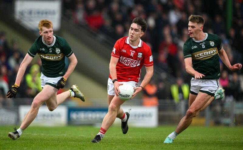 Danny Miskella of Cork on the ball against Kerry. Picture: Brendan Moran/Sportsfile
