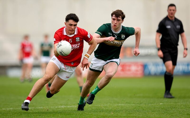 Cork's Seán Coakley moves away from Michael Lynch of Kerry. Picture: INPHO/Ryan Byrne