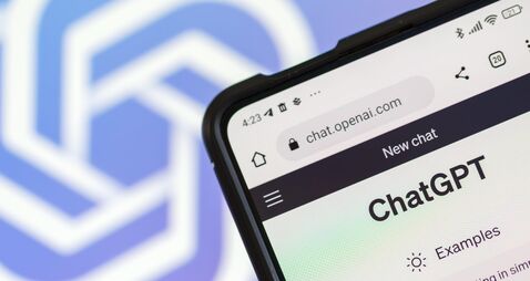 Stuttgart, Germany - April 14, 2023: ChatGPT artificial intelligence AI Chat GPT with OpenAI logo in Stuttgart, Germany.