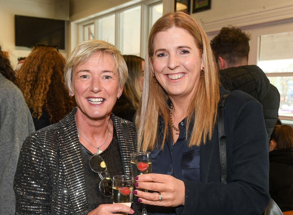  Noelle O'Callaghan and Yvonne Barry, having fun at the UCC Hockey Club fundraising lunch at the Mardyke Arena.