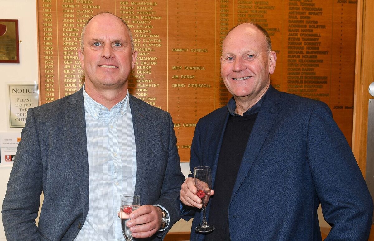  Richard Fahey and Morgan Buckley, at the UCC Hockey Club fundraising lunch at the Mardyke Arena.