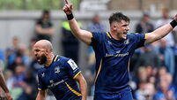 Jamison Gibson-Park and Dan Sheehan celebrate during the game 2/5/2026