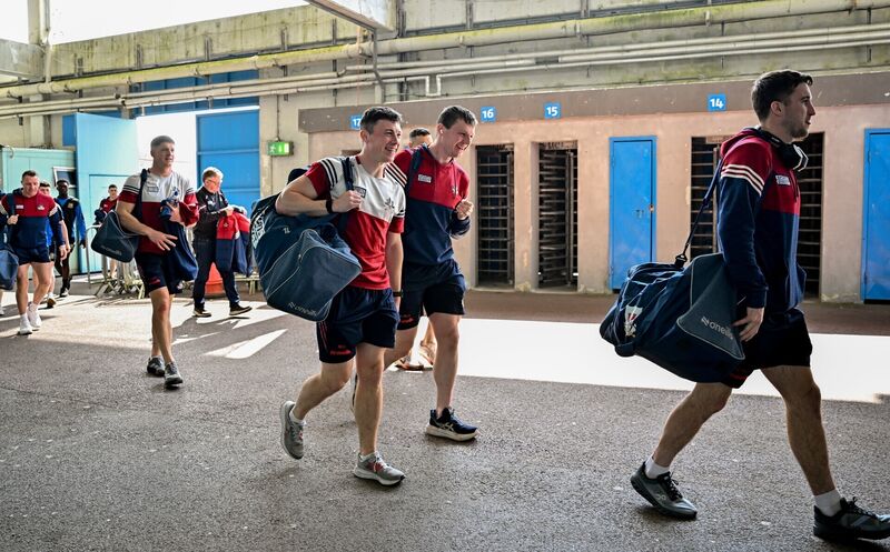Cork players including Mark Cronin, centre left, and Eoghan McSweeney, centre right, arrive before the Tipperary game. Picture: Sam Barnes/Sportsfile
