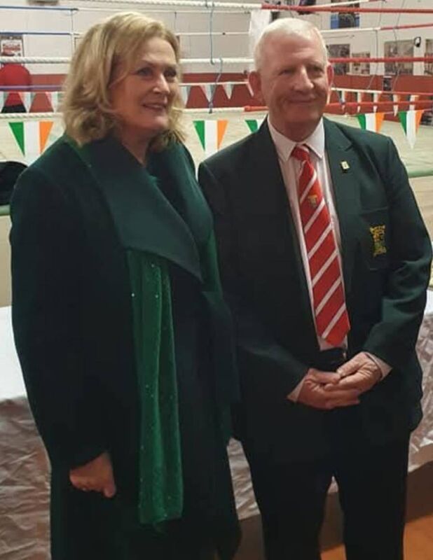 Fionnuala  MacCurtain with Cork County Boxing Board president  Michael O'Brien  