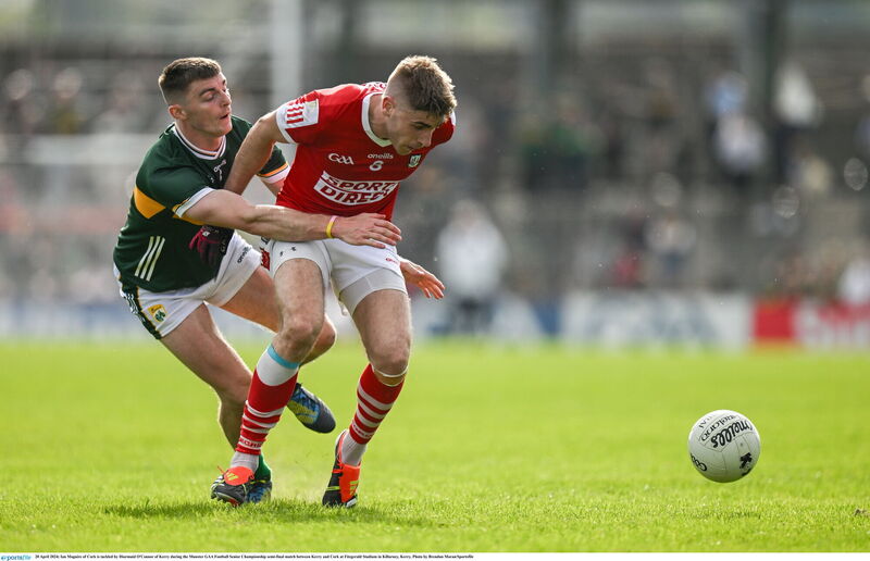 Ian Maguire of Cork is tackled by Diarmuid O'Connor of Kerry two years ago. Picture: Brendan Moran/Sportsfile