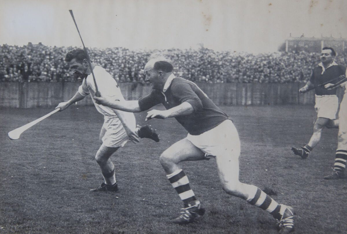 Christy Ring of Cork in action against Waterford's Austin Flynn in 1954. 