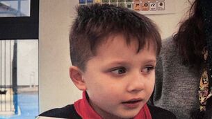 <p>Eldon on his first day of school at East Cork Community Special School</p>