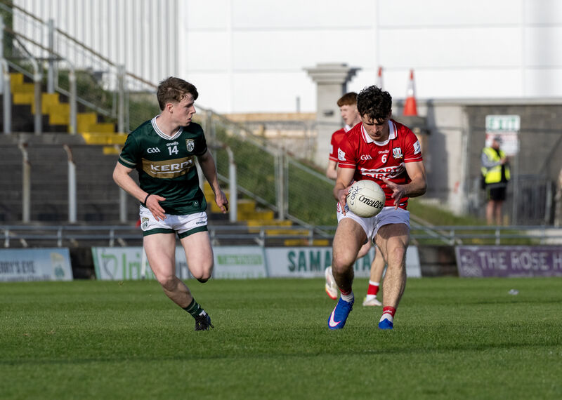 Kerry's Daragh Keane tries to stop Conor Downing of Cork. Picture: Dominick Walsh 