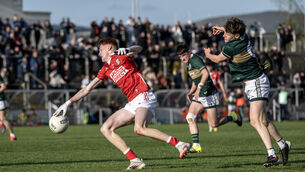 <p>Cork's Éanna Lynch on the move against Kerry. Picture: Dominick Walsh</p>