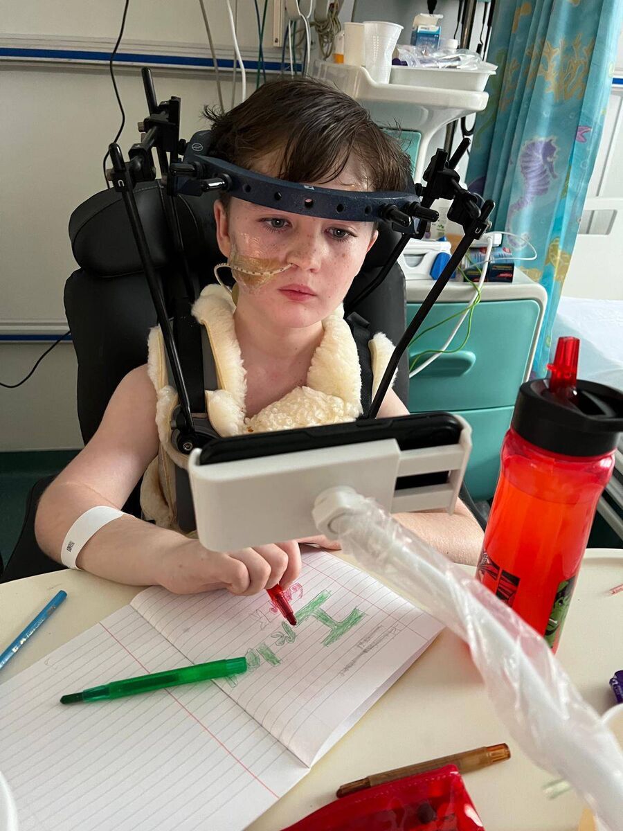 Kevin O'Callaghan during his time undergoing treatment and rehabilitation after his accident