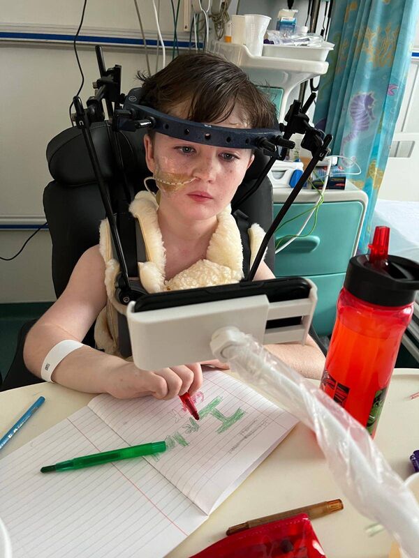 Kevin O'Callaghan during his time undergoing treatment and rehabilitation after his accident