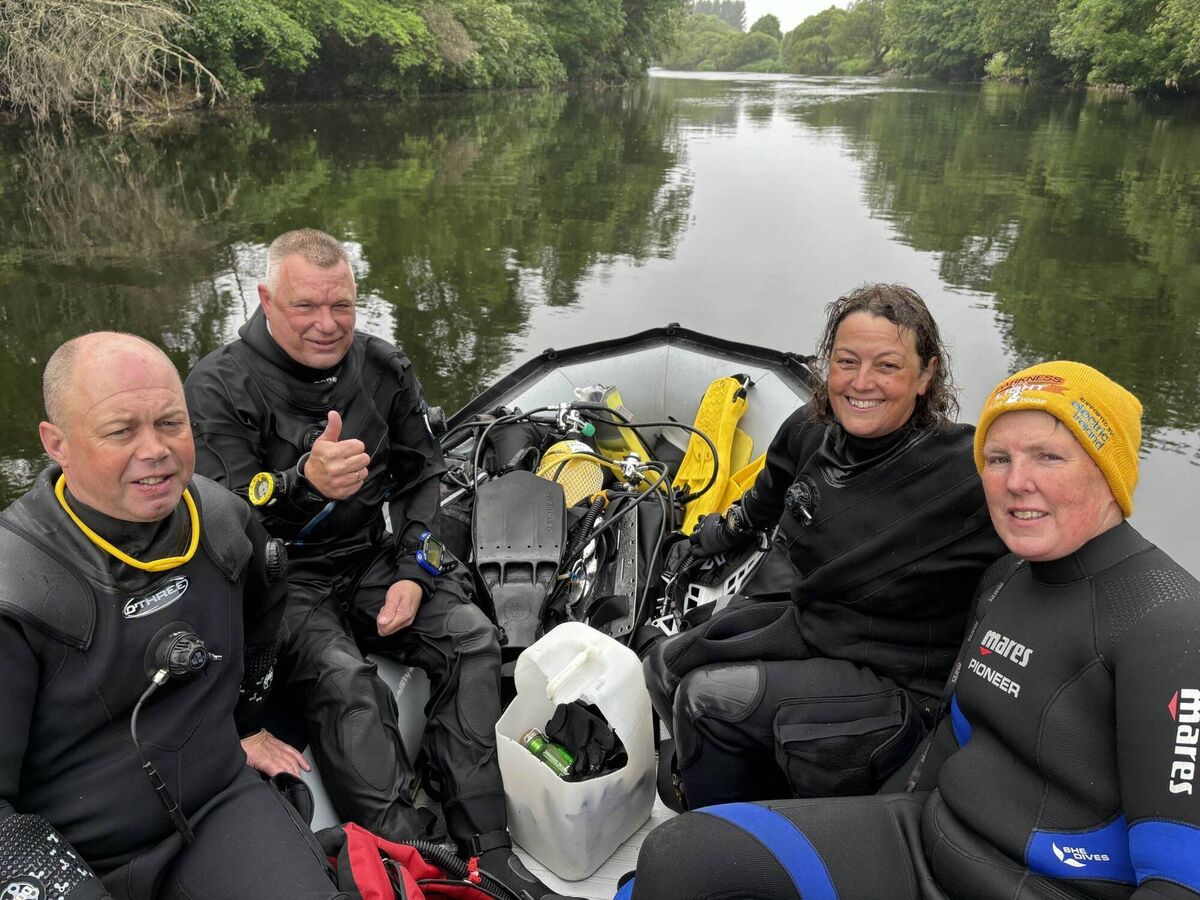 Blackwater Sub Aqua Search and Recovery Unit volunteers Tim Carey, Pavel Lesniarek, Susan Vaughan, and Joanna Davern. Picture: Kenneth Barry