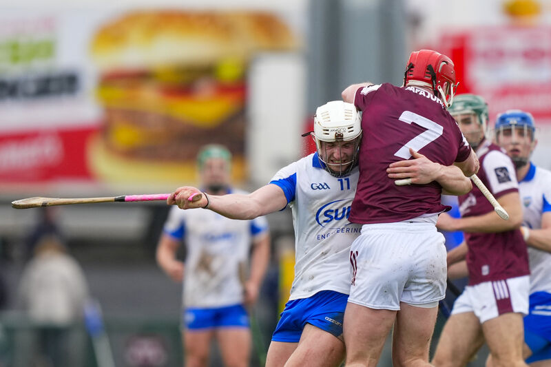 Reuben Halloran of Waterford tackles Ronan Glennon of Galway during their league match in March. Picture: ©Inpho/James Lawlor