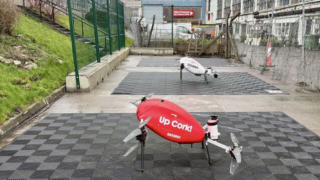 <p>The Manna service, which delivers food by drone from city businesses to people’s homes, began operating from a base in the Marina area in February. Picture: Manna Aero via Larry Cummins.</p>