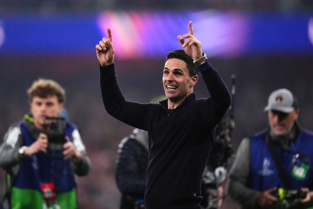Arsenal manager Mikel Arteta celebrates following the UEFA Champions League semi-final second leg win over Atletico Madrid at the Emirates Stadium, London.