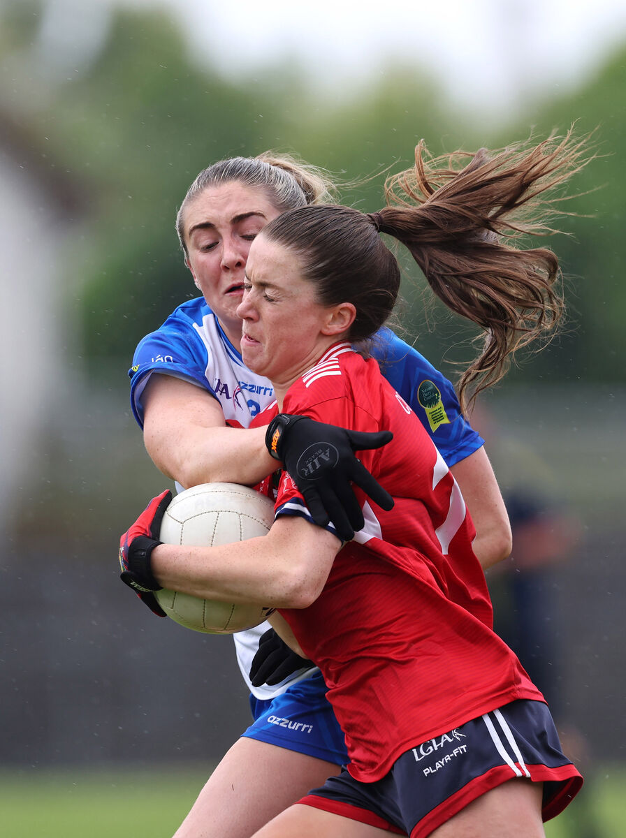  Leah Hallihan takes on Waterford's Laura Mulcahy. Hallihan will be hoping to play her part in overcoming Kerry on Sunday. Picture: Jim Coughlan