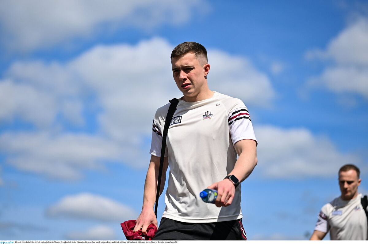 Luke Fahy of Cork arrives before the game against Kerry in Killarney in 2024. Picture: Brendan Moran/Sportsfile