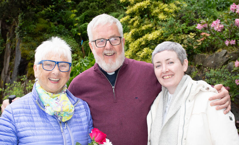 Fr Pat Fogarty PP pictured with Eleanor Brennan and Sarah Roche. Fr Pat Fogarty PP pictured with Eleanor Brennan and Sarah Roche.
