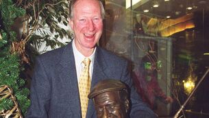 <p>Jack Charlton during a visit to Cork at the old Cork Airport terminal. </p>