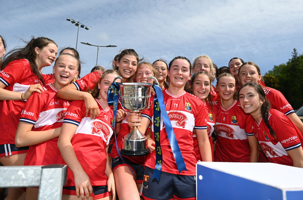Cork captain Laura Walsh and players celebrate after defeating Clare. Picture: Eddie O'Hare