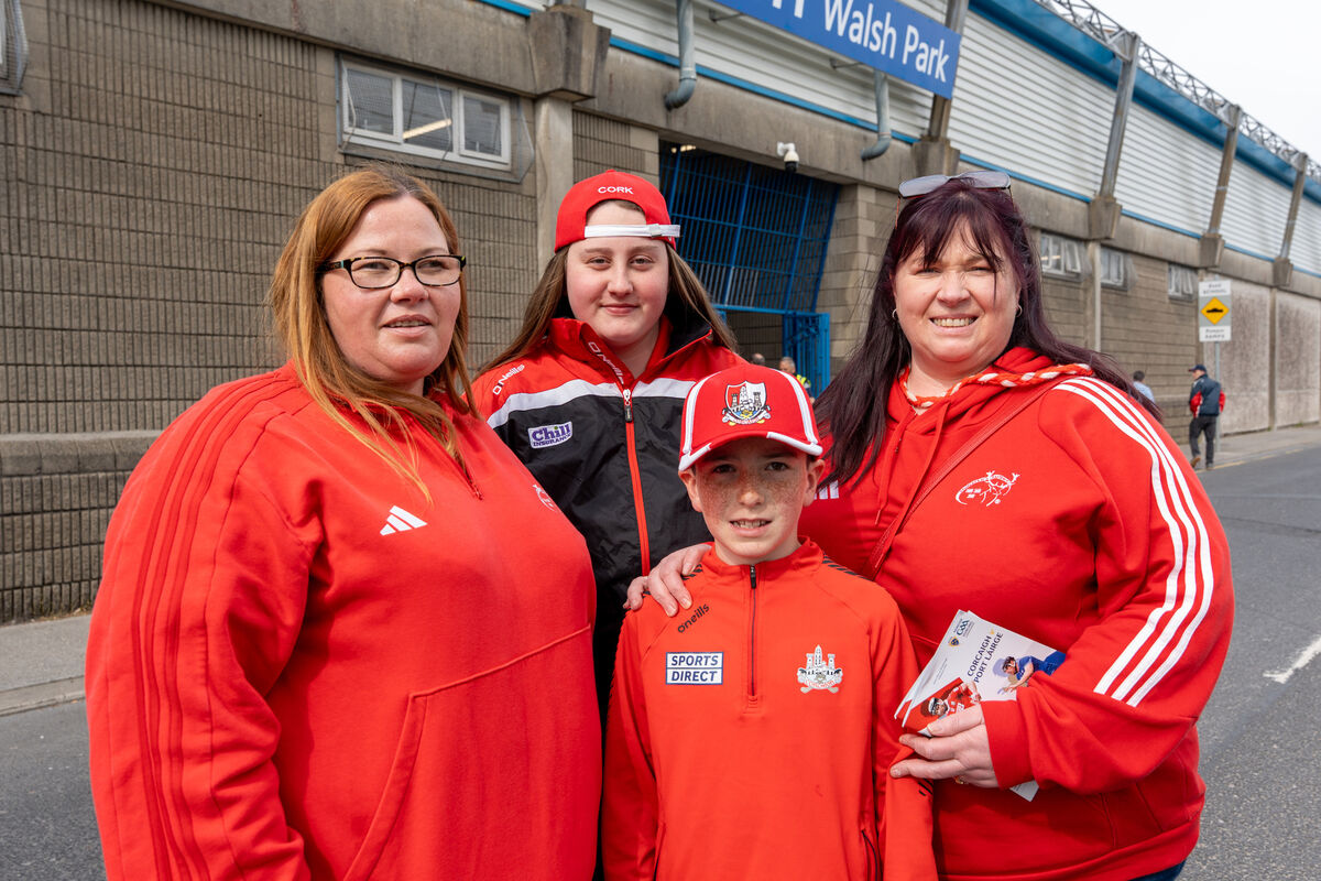 Christine, Ella, Mason and Caroline Barrett who traveled from Castletownroche to support Cork on Saturday. Picture: Noel Sweeney.