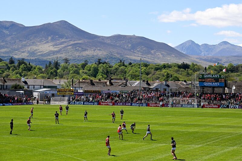 A general view of the action during the Munster SFC final match between Kerry and Cork at Fitzgerald Stadium in Killarney. Picture: Brendan Moran/Sportsfile