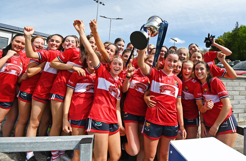 Cork minor captain Laura Walsh and players celebrate after defeating Clare. Picture: Eddie O'Hare