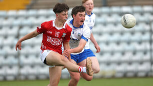 <p> Alex O'Herlihy, Cork, Caolan Johnston, Waterford. Picture: Jim Coughlan</p>