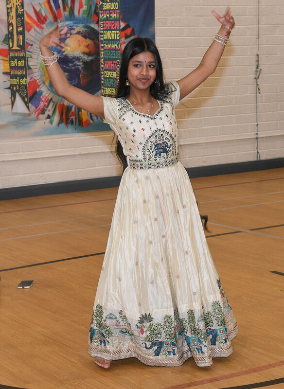 Additte Gadige performing an Indian folk dance.